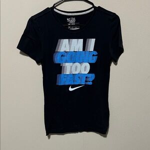 Nike Black Tee with Blue and White Graphic